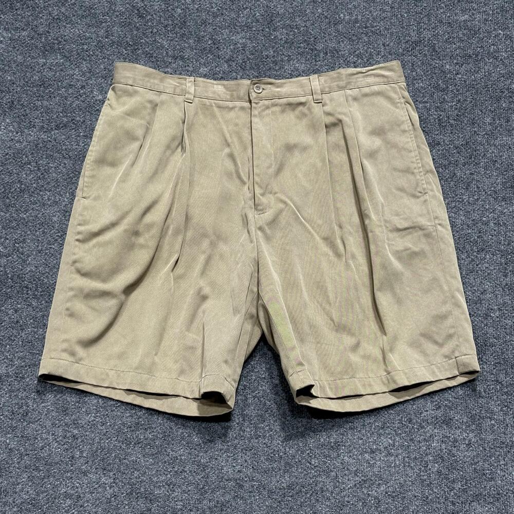 Joseph Abboud Chino Shorts Mens 37 Khaki Tan Pleated Dress Rayon Preppy